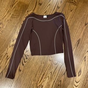 XS Lazuli Label Long Sleeve Activewear Top - Brown - Worn a Handful of Times